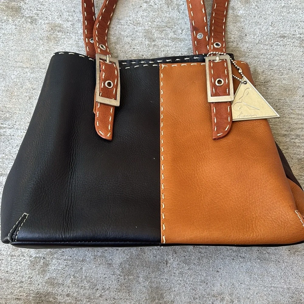 Lavive Leather Black and Brown Shoulder Bag